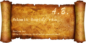 Adamis Boglárka névjegykártya